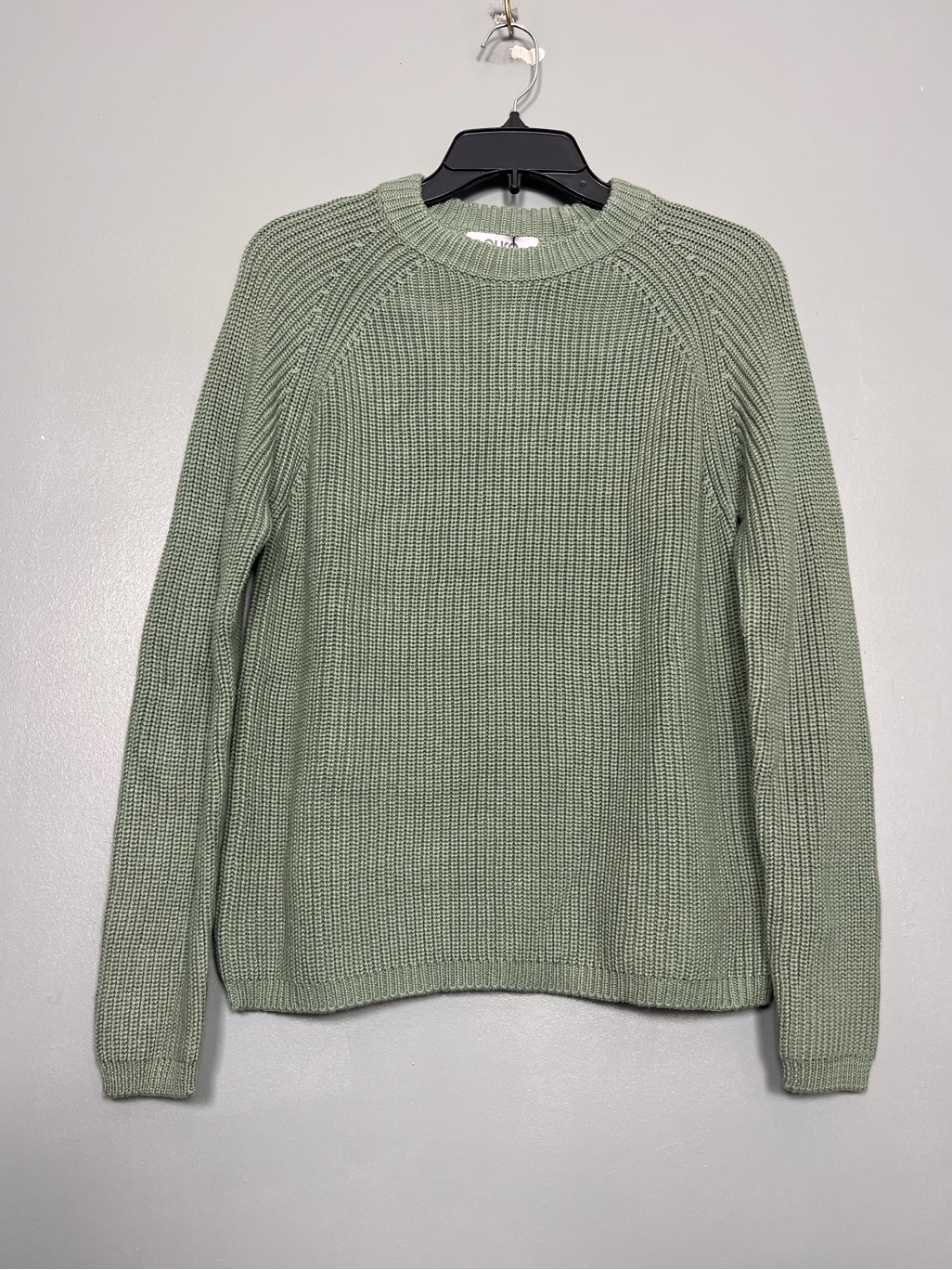 Pura Cashmere 100% Cotton Fisherman Crewneck Sweater Women’s Size Xs Sage Green — image 3 of 7